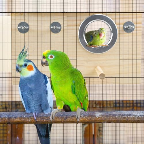 Parakeet Nesting Box Cockatiel Nesting Natural Pine Bird Nest Bird Breeding Box House Acrylic Transparent Bird Box with Detachable Wooden Board for Lovebirds Cockatiel Budgie Conure Parrot XL - size: XL(13.3*7.4*6.6inch)