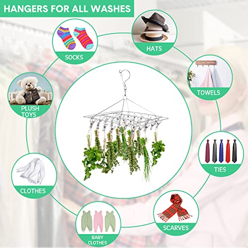 4Pcs Hanging Drying Rack for Herb with 30 Stainless Steel Clip Dryer Hook | Space Saving, for Fresh Herb, Flower Bud, Plants, Culinary Dry Rack, Clothes Laundry - style: Square