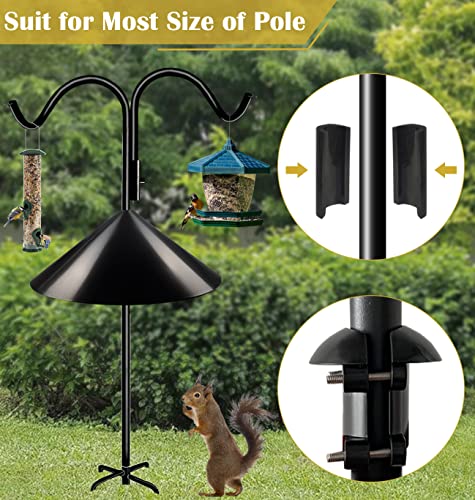 Queension Squirrel Proof Baffle, 19-inch Wide Squirrel Guard Stopper for Outdoor Bird Feeder Poles or Outside Shepherd Hooks, Save Bird Houses from Squirrels, Raccoons, and Rodents, Black, 1 Pack… - style: Pole Mount