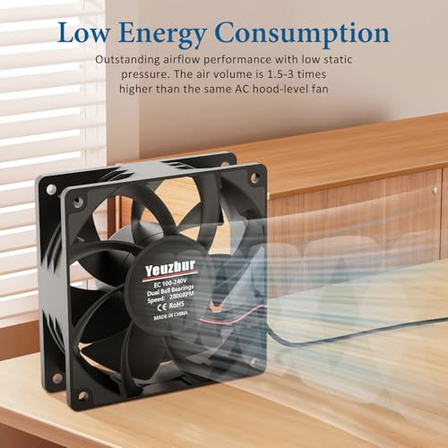 EC Axial Fan, Yeuzbur AC Vent Fan 110V 120V 240V Small Exhaust Fan 120mm x 38mm, for DIY Cooling Ventilation Exhaust Projects