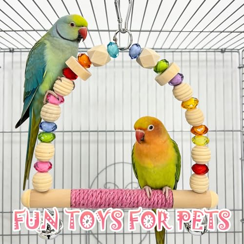 Bird Swings Toys for Parrot Parakeets – Natural Hanging Chew Toy for Conures, Budgerigars, Finches, Lovebirds, Parrots and Small Moderate-Sized Birds