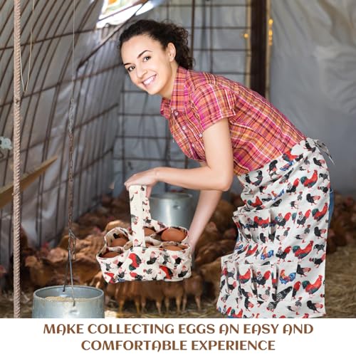 15 Pouches Chicken Egg Apron 7 Pouch Chicken Egg Basket | Women Apron For Collecting Fruit Duck And Goose Eggs Storage Bag For Christmas Autumn Gift Home Farms Decor Sturdy Canvas - style: Classic
