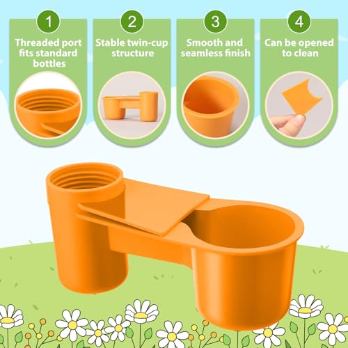 LemonRoad 24 Pcs Bird Drinker Feeder Cups Plastic Water Bottle Cup for Cage Ideal for Pigeon Bottle Chicken Quail Poultry Waterer Accessories (Yellow) - color: Yellow