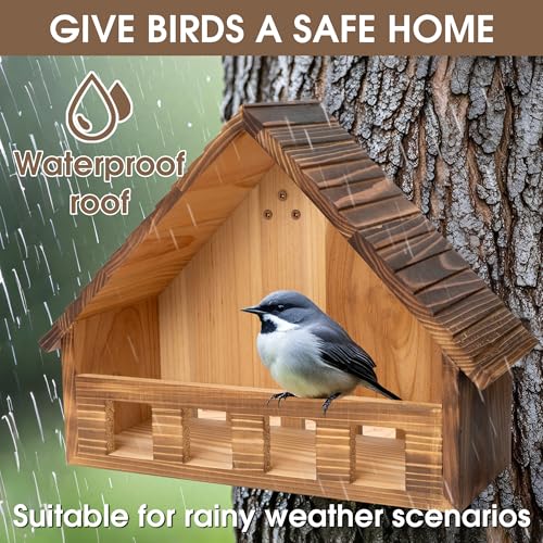 SWANGSA Mourning Dove Nesting Box, Carbonized Cedar Birdhouses for Outdoor Doves and Other Small Birds - size: 1 Pack