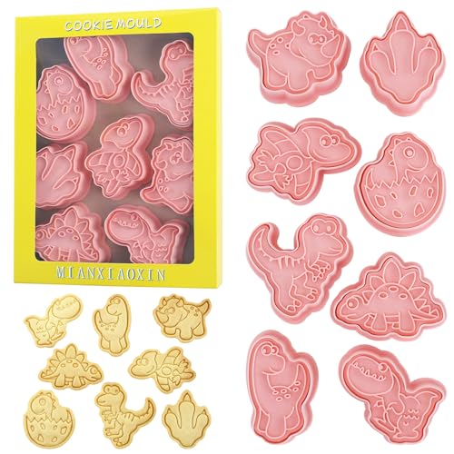8Pcs Dinosaur Cookie Cutters Dino Egg Footprint Biscuit Molds for Kids | T-Rex & Stegosaurus Baking Supplies for Kids Dinosaur Theme Birthday Party, Ideal for Homemade Cookies - color: Dinosaur C