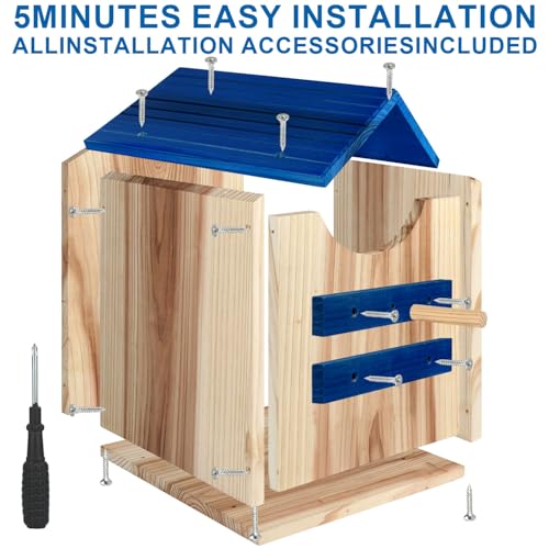 Screech Owl House, Large Handmade Wooden Owl Boxes for Outside with Mounting Screws, 14" x 10" x 10" Easy Assembly Required Nesting Box for Outdoors, Cozy House for Lovely Birds