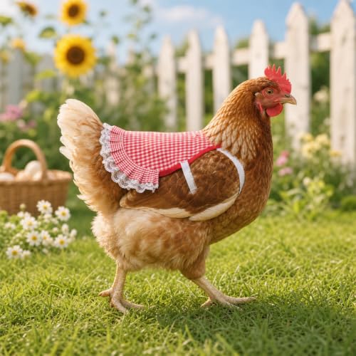 6Pcs Chicken Saddle Apron Lace Poultry Apron for Small Chickens | Breathable canvas fabric,adjustable elastic straps,full feather protection,fit small medium hens,smooth scratch-proof edges - color: Sweet Fruit & Plaid Series