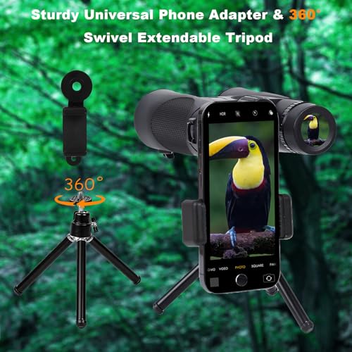 12x42 HD Binoculars for Adults High Powered with Phone Adapter Tripod | Bird Watching Binoculars Compact BAK4 Prism FMC Lens Waterproof Low Light Vision Binoculars for Cruise Ship,Hunting,Hiking