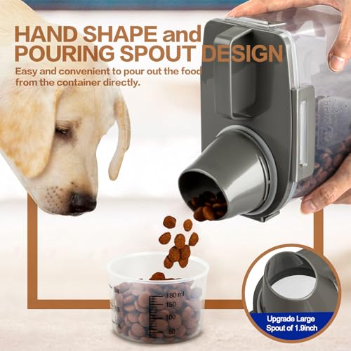 TIOVERY Upgraded Dog Food Storage Container Small, Cat Food Container Airtight, Pet Food Container Dispenser with Pour Spout, Measuring Cup and 4 Seal Buckles for Dogs, Cats, Birds (Grey) - color: Grey 3 Qt