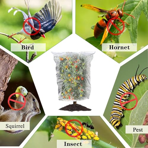 Drawstring Blueberry Netting for Bushes (2 Pack 3.28×2.62FT) - Easy Install Reusable Garden Netting, Protective Mesh for Fruit Trees & Tomato Plants, Blocks Birds, Squirrels & Insects - size: 3.28×2.62FT