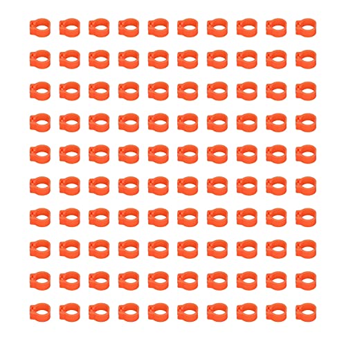 Zerodis 100PCS 8mm Leg Rings, Plastic Identification Bands for Pigeons, with Reusable Easy to Install for Poultry Dove Marking (Orange) - color: Orange