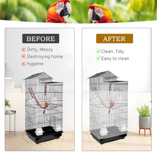 Bird Cage Seed Catcher – Stretchy Mesh Skirt for Parrot Cages, White | Fits most bird cages, stops seed scatter. Breathable, lightweight, reusable. Easy install, washable. Keeps floor clean.