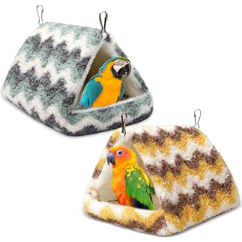 PETKNOWS 2 Pack Bird Nest House, Hanging Hammock Fluffy Parrots Bird Bed | Plush Fabric Material, Cage Bird Hammock, Winter Warm Hanging Bed, 2 Pack Soft Birds Nest For Parrot Cockatiels ﻿ - color: Yellow Green