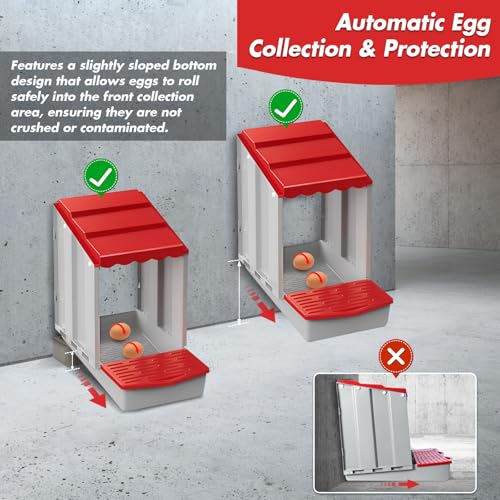 3 Hole Chicken Nesting Box with Rolling Egg Collection Design | Rolling Egg Collection & Protection Nesting Boxes, Avoid Broken Eggs, Ideal for Coops, Backyard & Family Chicken Raising ﻿ - size: 34.2"L x 20.1"W x 18.3"H