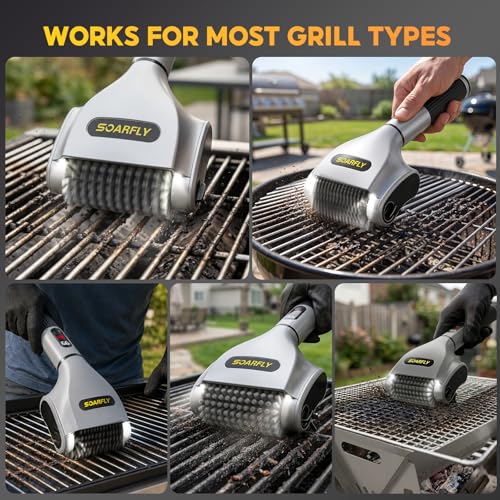 Electric Grill Brush, Wireless Grill Cleaner BBQ Cleaning Brush Kit