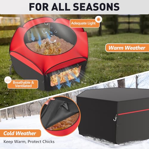 Chicken Brooder with Cover - Dual Door Collapsible Large Brooder Box for Chicks Starter Kit, Sturdy Baby Chicken Coop Chick Enclosure Tent, Chick Brooder Pen for Chick, Duck and Quail - color: Red - Chicken Brooder Playpen