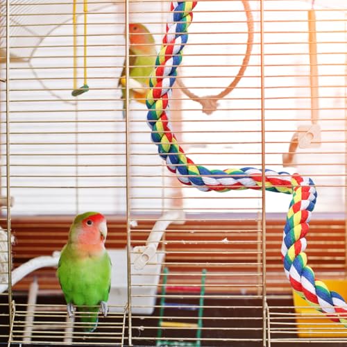 Hemobllo Parrot Cotton Rope Perch 23.62 Inch Bird Rope for Cages Climbing and Chewing Toy Standing Station for Parakeets Balance Training Exercise and Boredom Relief - size: 60cm