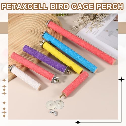Bird Cage Perch, Colorful Parrot Grinding Claw Sticks, Platform Paw Stand Toy 6/8 Inch, (Wooden, Purple, 2Pcs), Intended for Small Medium Birds/Parrots/Finches/Lovebird - color: Purple, size: 6/8 Inch