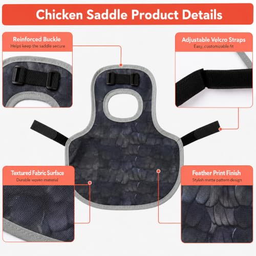 Chicken Saddle for Hens, Adjustable Hen Apron Back Protector for Protection Feather Regrowth, Waterproof Breathable Chicken Clothes with Straps, Apron for Medium to Large Hens Saddle（Black） - color: Black