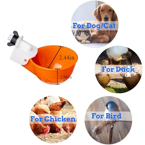 Chicken Automatic Waterer Cups, 6pcs Large Water Feeder for Poultry Caring | Self Watering Device for Chicken, DIY Poultry Waterer Kit for Duck, Chick, Goose, Turkey, Bunny, Bird, Poultry Drinking Valve