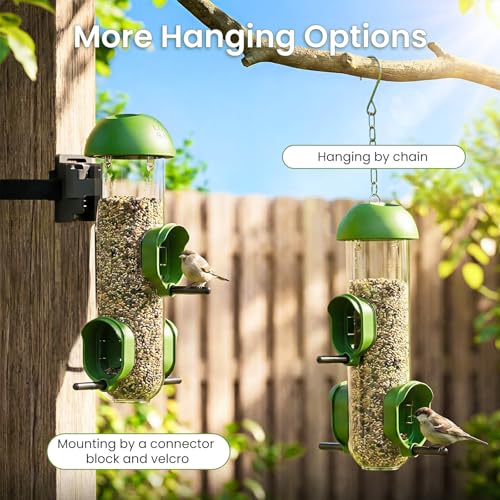 LONA Bird Feeders for Outdoors 2 Pack, Tube Bird Feeder Weatherproof with Multiple Hanging Methods, Wild Bird Feeding Silo for Outside, 3 Port - size: 3 Ports ×2
