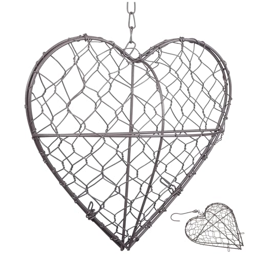 HANABASS Front Door Hanging Basket Iron Garland Wall Hanging Planter Home Decoration Space Saving Heart Shape Plant Holder - color: Brown1, size: 36.5X20CM