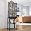 YITAHOME 62 inch Metal Bird Cage, Large Parakeet Cages | Bird Cage for Parrot, Cockatiel, Lovebird, Pigeon with Roof Top, Rolling Stand and Hanging Accessories - color: Black
