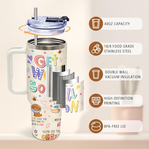 DUUV Get Well Soon Tumbler 40oz, Insulated Get Well Soon Gift for Women | Cute Surgery Recovery Tumbler Leakproof, Recovery Gift After Surgery, Thinking of You Feel Better Gift for Women, 1 Pack - color: Get Well Soon