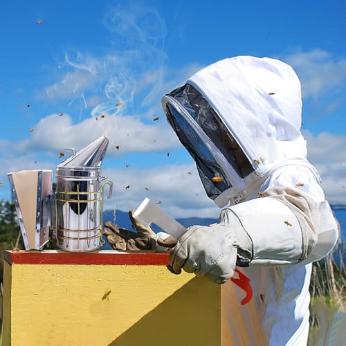 Honey Lake 31Pcs Beekeeping Supplies Starter Kit with Bee Suit – Includes Bee Smoker, Beehive Frame Holder, Frame Grip, Hive Tool, Bee Marking Pen & More Tools for Beginner Beekeepers (XL) - size: XL