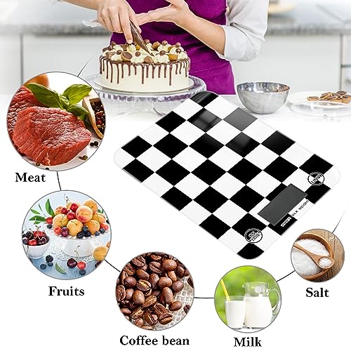 Food Scale Kitchen Scale Food Scales Digital Weight Grams and Ounces Small Electronic Food Scale for Baking Cooking Checkered Black White - color: Checkered Black White