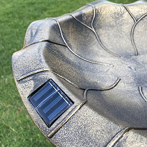 Westcharm 30 Inch Solar Powered LED Lighted Birdbath with Planter Bowl for Outdoors Yard Outside Outdoor Garden Decoration Pedestal Base Stand - Antique Bronze Polyresin Solar Bird Bath with Planter - color: Bronze, size: 30 Inch Tall