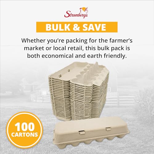 Stromberg's Large Blank Flat Top Chicken Egg Cartons, Perfect for Personalization, Eco-Friendly and Biodegradable, Made From Recycled Materials, Ideal for Farmers and Crafters, 100 Pack - size: 100