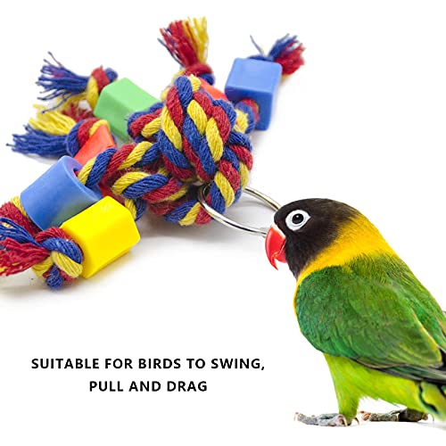 Zerodis 3Pcs Bird Chewing Toys Parakeet Chewing Colorful Cotton Rope Toys Parrots Toys Beads Bite String for Small Medium Parrots