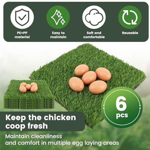 6 Pack Nesting Box Pads - Nesting Pads for Chicken Accessories, 12"x 12" Washable Reusable Chicken Nest Liners for Laying Eggs, Chicken Supplies (Green) - color: Green