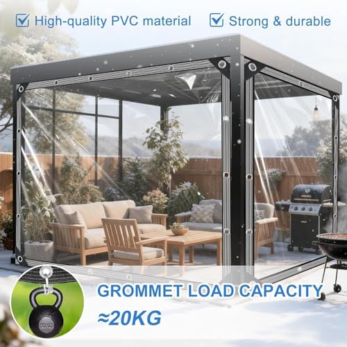 Clear Tarps Heavy Duty Waterproof - 5x7ft Clear Tarps with Grommets - 14mil Thickened Transparent Plastic Vinyl Tarp for Patio Porches Greenhouse Chicken Coop Cover, with Fixed Accessories - size: 5x7ft(150*210cm)