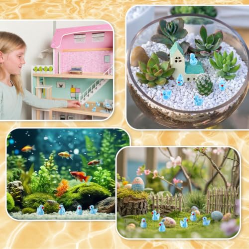 100 Pcs Mini Resin Ducks Tiny Ducks Miniature Duckies Bulk Figures for Garden Micro Landscape Home Prank Game Micro Landscape Aquarium Dollhouse Ornament DIY Handmade School (Light Blue) - color: Light Blue