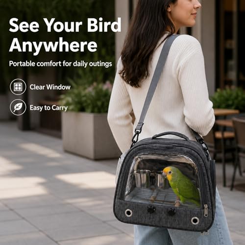 Pethiy Bird Carrier Travel Bag, Bird Travel Carrier Cage for Large Size Parrot Portable Wild Bird Carrier,Lightweight Breathable Bird Backpack Breathable Oxford Parrot Carrier Bag