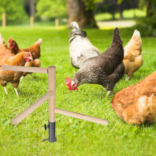 Kalekey Chicken Perch Toy for Coop, Chicken Perch Stand Wooden with Metal Ground Plug, Roosting Bar for Chicken Coop Toys, Suitable for Poultry Rooster Chicks Bird Parrot