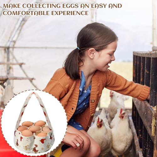 2 Pieces Egg Basket Mini Egg Collecting Bags Gathering Basket with 7 Pouches for Farmhouse Chicken Hen Duck Goose Housewife Garden Transporting Storage, 8 x 2.6 Inch(Retro) - color: Retro