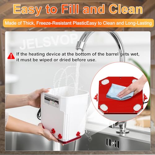 Heated Chicken Waterer, 11L Winter Chicken Water Heater Bucket with 4 Nipple Drinkers, Anti-Freezing, Winter and Summer Dual-use, Automatic Heated Poultry Drinker for Coop (Red) - size: 2.9 Gallon