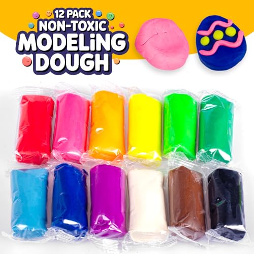 Waybla 12-Pack Prefilled Easter Eggs with Modeling Dough & Easter-Shaped Cutters, Non-Candy Easter Gift Easter Basket Stuffers for Kids
