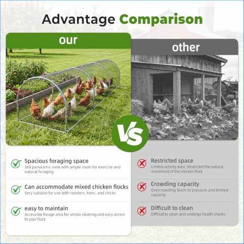 Chicken Run Tunnel Metal Chicken Pen Outdoor Poultry Cage | Galvanized metal chicken enclosure, portable chicken run extension, outdoor rabbit enclosure for poultry small animals