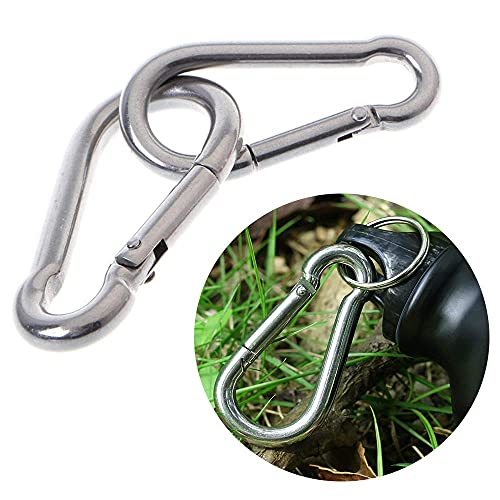 3.15 Inches 4 Inches Stainless Steel Carabiner for Gym Equipment Connection, EFFIET Heavy Duty Spring Snap Hook Clips Buckle for Gym Exercise, Punching Bags, Hiking, Camping