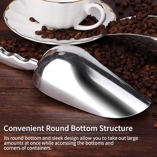 12 Oz Cast Aluminum Bar Ice Scoop Suitable for wedding, buffet (Silver-2pc) - color: Silver-2pc