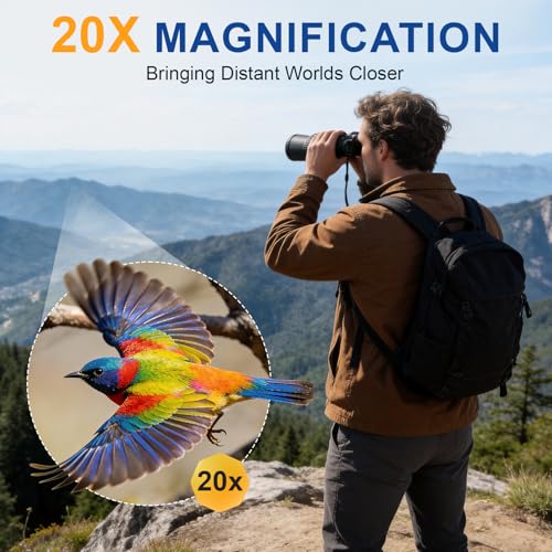 20x52 High Powered Binoculars for Adults | Large Wide View for Bird Watching; Rugged Rubber Armor for Comfortable Use; Clear with BAK4&FMC for Hunting Cruise Ship