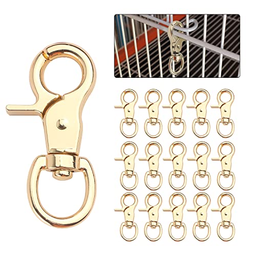 15PCS Trigger Snap Hooks, 360 Degree Heavy Duty Snaps Swivel Lobster Clasps,Swivel Claw Clips for Pet Cages,Dog Leash,Camera Straps,Snap Hook Purse - color: Gold-15pcs