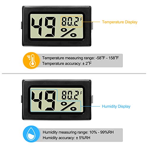 Weewooday 12 Pcs Digital Humidity Meter with Probe LCD Thermometer,Black | Fahrenheit Display for Incubator Reptile Brooder Greenhouse, Remote Sensor Probe, Accurate Monitor for Chicken Coop Plant - size: Black