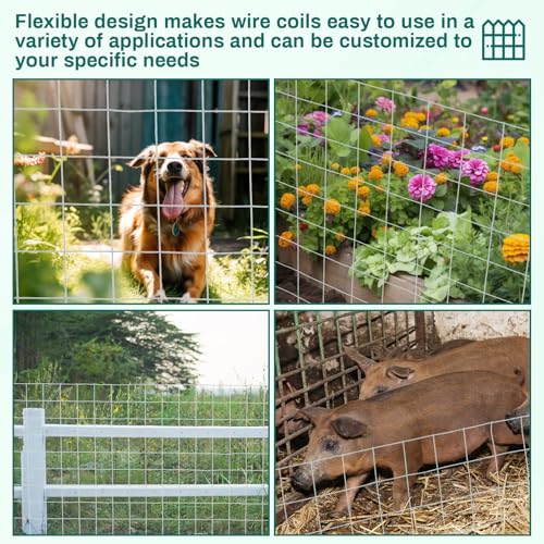 Gisafai 16 Gauge Galvanized Welded Wire Fence 6 ft x 100 ft PVC Coated Hardware Cloth, 2.36" x 2.36" Mesh, Heavy Duty Garden Fencing Roll for Yard Chicken Dog, Deer Cattle & Animal Protection(Silver) - color: Silver, size: 6 ft X 100 ft