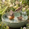 Ceramic Bird Bath for Outdoors, 8.1" Garden Bird Bath Bowl, Tabletop or Ground Birdbath Dish, Weather Resistant Bird Water Bowl for Patio, Balcony, Lawn & Garden - size: Deep 8x4.7
