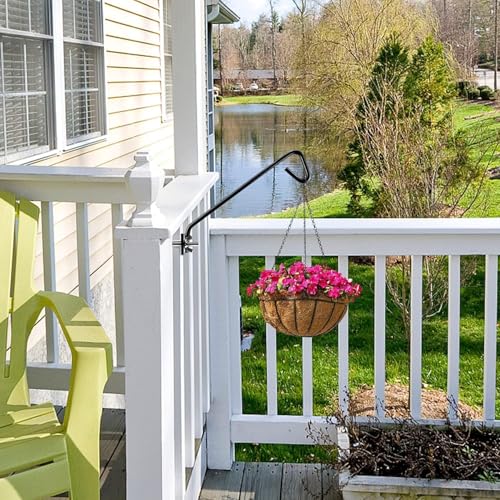 11 Inch Long Fence Deck Hook Rail Hanging Mounting Kit Heavy Duty Bird Feeder Hook Decorative Hanger for Bird Feeders Planters Suet Baskets Lanterns on Balcony Porch Railing Fence - size: 11in Long Fence Hook-1 Pack